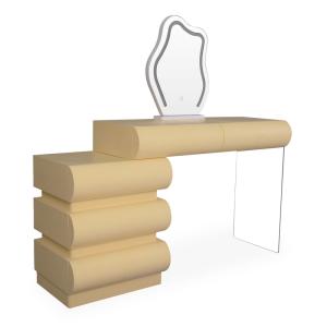 Coiffeuse avec 5 tiroirs arrondis et miroir design l102cm b…