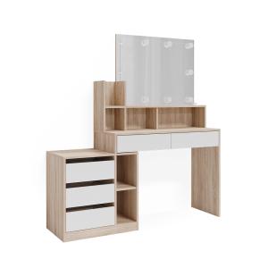 Coiffeuse avec éclairage LED, Blanc/Sonoma 139.8 x 115cm