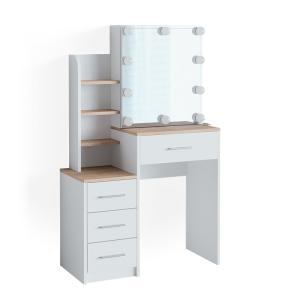 Coiffeuse avec éclairage LED Blanc/Sonoma 80x131.6cm