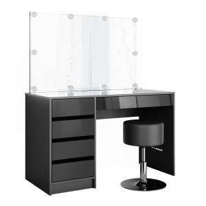 Coiffeuse avec éclairage LED et tabouret, Anthracite 120 x…