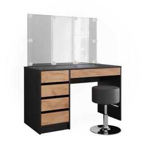 Coiffeuse avec éclairage LED et tabouret Anthracite 120x75c…