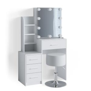 Coiffeuse avec éclairage LED et tabouret Blanc 80x131.6cm