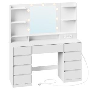 Coiffeuse avec miroir 9 tiroirs 9 ampoules éclairage 3 coul…