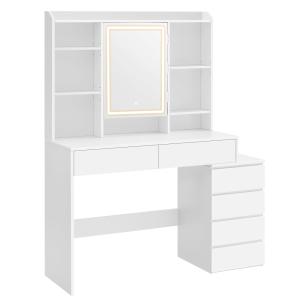 Coiffeuse avec miroir étagère de rangement l 117,5 cm blanc…