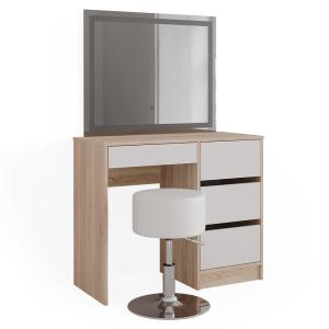 Coiffeuse avec miroir LED et tabouret, Sonoma 90 x 75cm