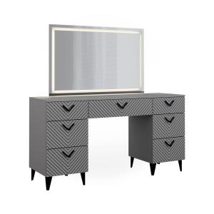 Coiffeuse avec miroir LED, Gris 150 x 78.1cm