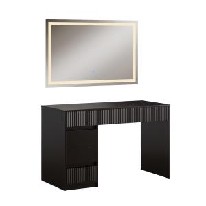 Coiffeuse avec miroir LED, Noir 120 x 76cm