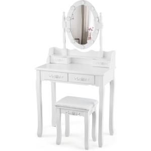 Coiffeuse avec tabouret blanc