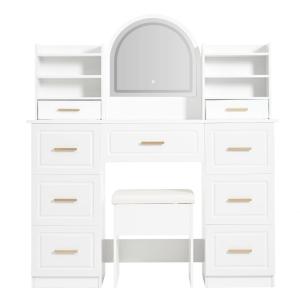 Coiffeuse blanche avec LED 120 x 40 x 135 cm