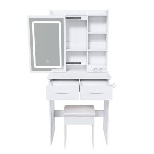 Coiffeuse blanche avec miroir 60 x 36 x 136 cm