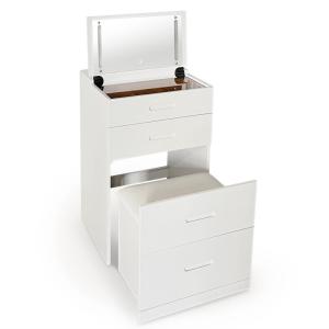 Coiffeuse compacte 48cm avec miroir led, tiroir et pouf int…