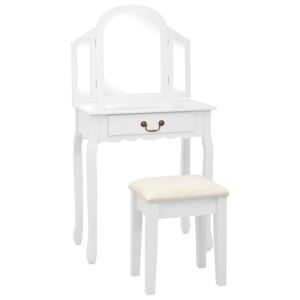 Coiffeuse et tabouret de effet bois blanche 65 x 36 x 128 cm