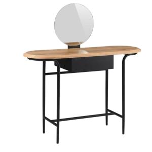 Coiffeuse métal et MDF plateau chêne avec miroir réglable h…