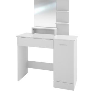 Coiffeuse moderne 3 étagères avec miroir tiroir compartimen…