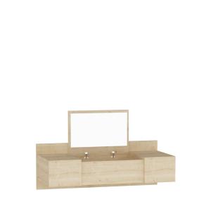 Coiffeuse murale 3 portes avec miroir intégré L100cm - Bois…