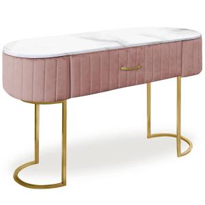 Coiffeuse paloma 1 tiroir velours rose