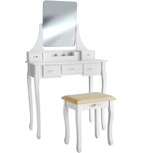 Coiffeuse Table de maquillage Miroir pivotable blanc