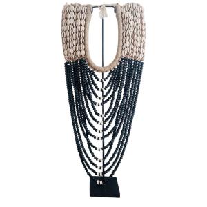 Collier décoratif en coquillages, beige/noir L30 x H60 cm