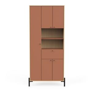 Colonne 4 portes avec miroir H201,5 cm - Effet Chêne et Ver…