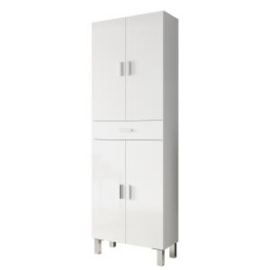 Colonne 4 portes et 1 tiroir blanc brillant L60 cm