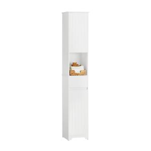 Colonne de salle de bain avec 2 portes effet bois blanc