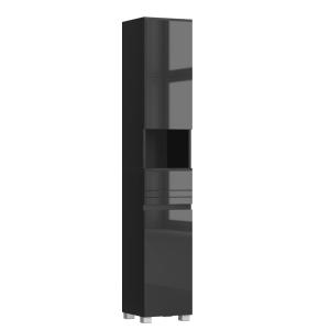 Colonne de salle de bain avec tiroir 30 x 30 x 170 cm noir