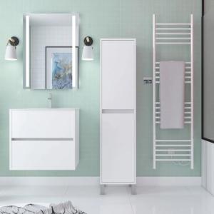 Colonne de salle de bains à 2 portes bois blanc 32.5 x 35