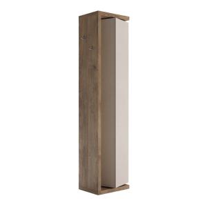 Colonne pivotante 1 porte 1 miroir beige laqué et aspect bo…
