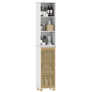 Colonne salle de bain porte à lattes en bambou compartiment…