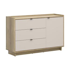 Commode 1 porte 3 tiroirs stratifiés beige