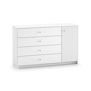 Commode 1 porte 4 tiroirs stratifiés blanc