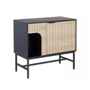 Commode 1 porte style industriel chêne métal noir 75x40x80c…