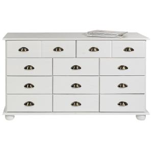 Commode 11 tiroirs en bois massif, blanc