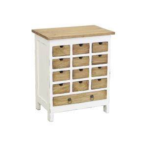 Commode 13 tiroirs en acajou naturel et blanc
