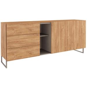 Commode 2 portes 3 tiroirs avec niches effet bois