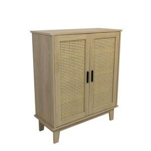 Commode 2 portes et 3 étagères cannage bois naturel 80 x 34…