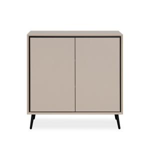 Commode 2 portes pieds en résine L90 cm - Taupe et Noir