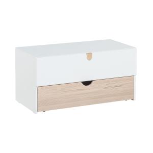 Commode 2 Tiroirs avec tiroir mobile sur roulettes - Blanc