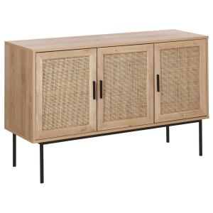 Commode 3 portes effet bois effet clair rotin