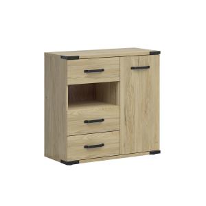 Commode 3 tiroirs 1 porte stratifiés beige