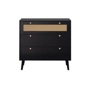 Commode 3 tiroirs 80 cm noir
