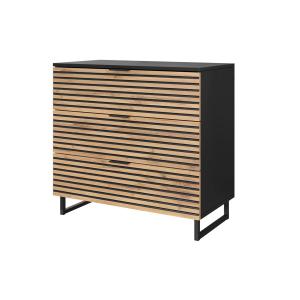 Commode 3 tiroirs 80 cm noir / bois