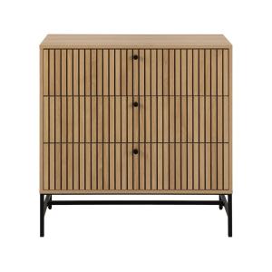 Commode 3 tiroirs 81cm effet bois pieds en métal