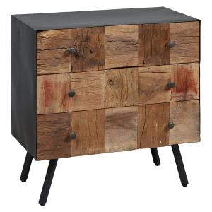 Commode  3 tiroirs acier et bois massif