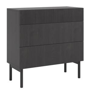 Commode 3 tiroirs aspect frêne noir 90 cm