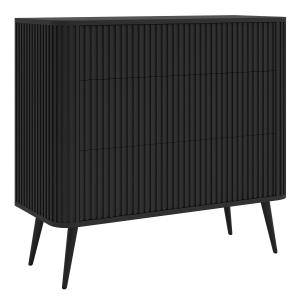 Commode 3 tiroirs aspect frêne noir 93 cm