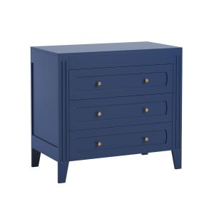 Commode 3 Tiroirs avec Moulures  L100 x H92cm - Bleu