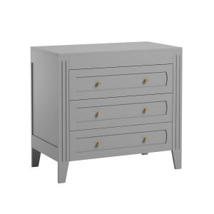 Commode 3 Tiroirs avec Moulures  L100 x H92cm - Gris