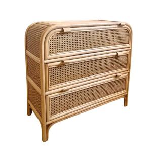 Commode 3 tiroirs cannage et rotin 80 x 85 cm