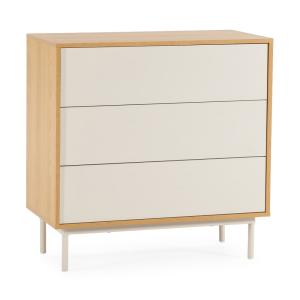 Commode 3 tiroirs couleur chêne/gris